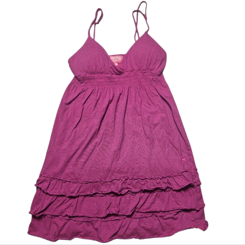 Vintage Pink striped babydoll PJ dress with ruffles